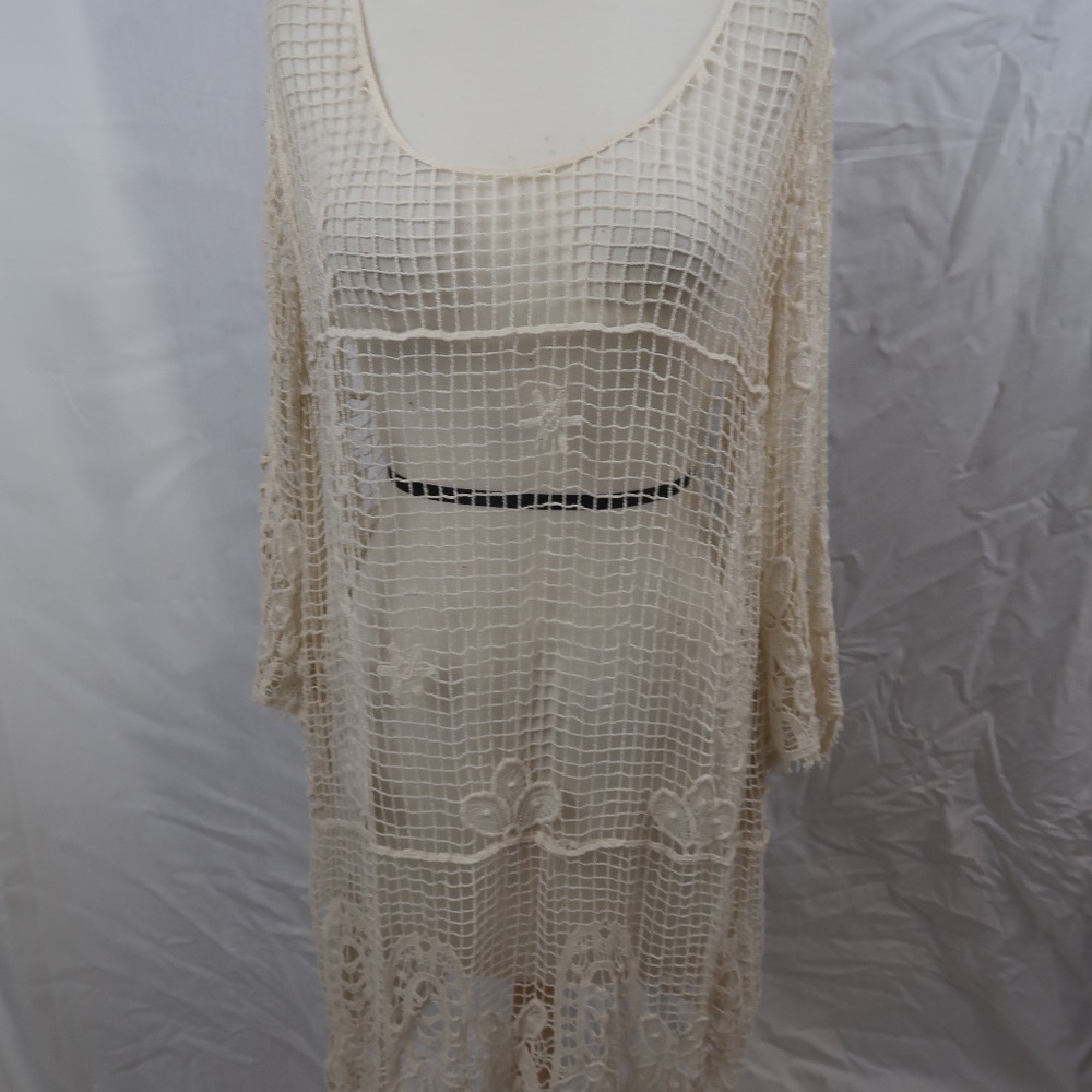 Crochet/Knit Cream Dress (Small/Medium)